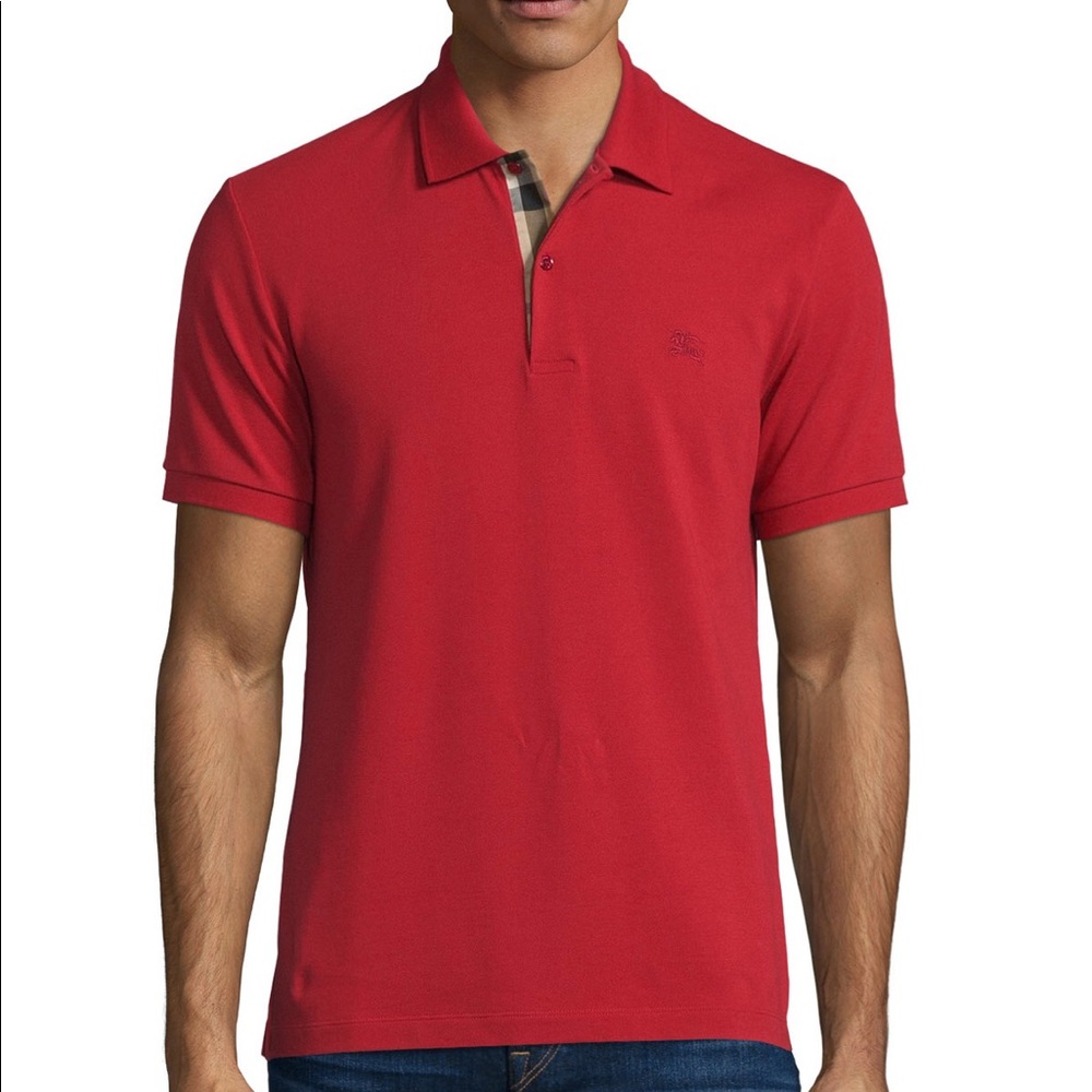 Red polo top Burberry